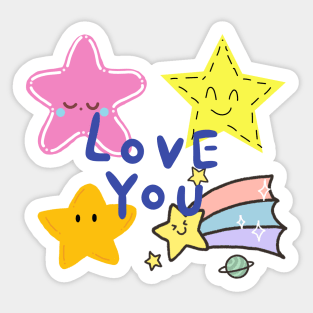 love you, star,smile Sticker